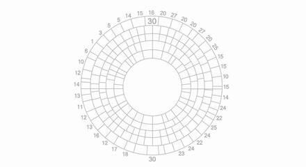 Blank Circular Grid Chart Template for Data Input and Analysis on Isolated White Background