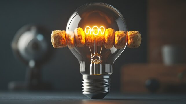 Glowing bulb with snacks