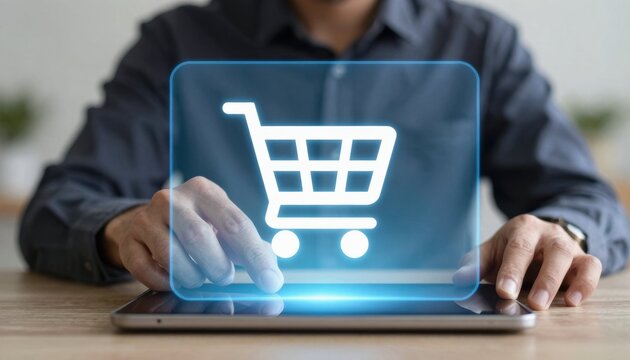 E-commerce transaction process online shopping digital interaction home office close-up view user engagement