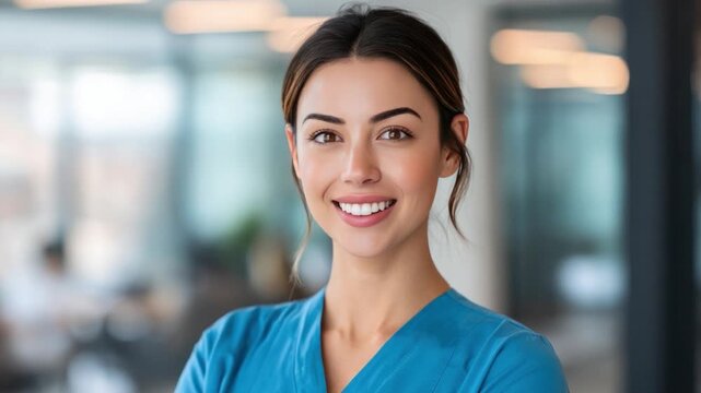 Smiling Medical Professional: A close-up shot of a healthcare provider radiating warmth and confidence, ready to deliver compassionate care.
