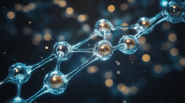 National Triglycerides Day:scientific illustration of multiple fatty acid chain structures floating in dark space, long carbon chain backbones with hydrogen atoms rendered in soft white and gold