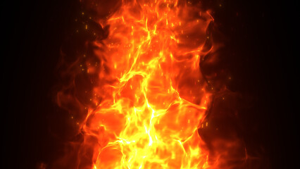 高く燃え上がる炎のエフェクト画像