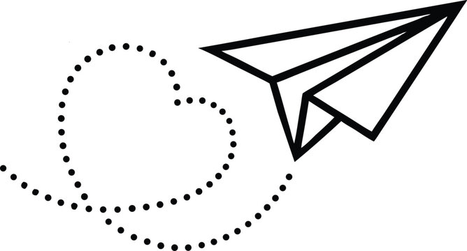 Paper Airplane Heart Trail Line Vector