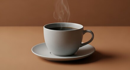 Steaming Coffee Cup on Saucer - A Minimalist Still Life.