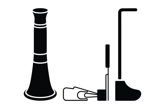 Silhouette icons of musical instruments and accessories