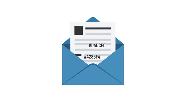 Blue envelope with letter and address label inside.