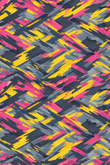 Colorful abstract brush stroke pattern with bold zigzag lines in pink yellow black and gray seamless background texture for fashion fabric design phone wallpaper and modern branding
