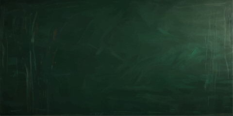 Fototapeta premium Blank Green School Chalkboard Background with Chalk Texture, Vintage Grunge Surface and Dark Wall Pattern Backdrop
