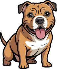 Cute cartoon a illustrator vector Staffordshire Bull Terrier