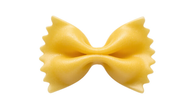 Farfalle pasta single piece yellow bow tie isolated on a transparent background