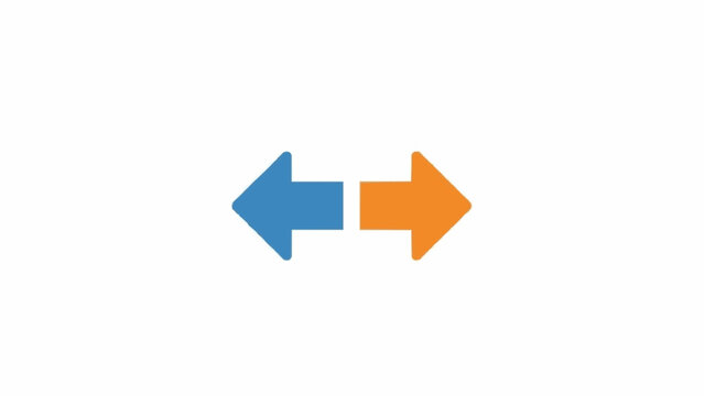 Blue and orange arrows pointing opposites.