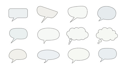 Fototapeta premium Speech Bubbles Set: Blank White Talk Clouds