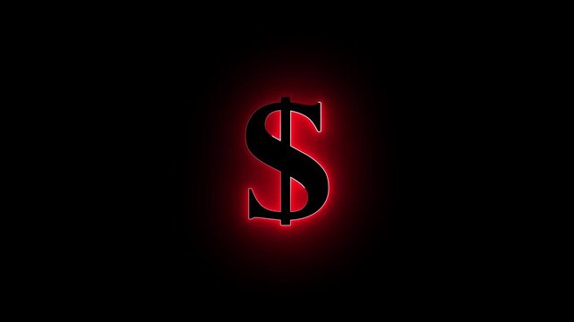 Glowing Neon Dollar Sign Icon for Finance and Digital Currency Concepts.