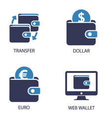 Obraz premium Vector icons of various digital wallet concepts