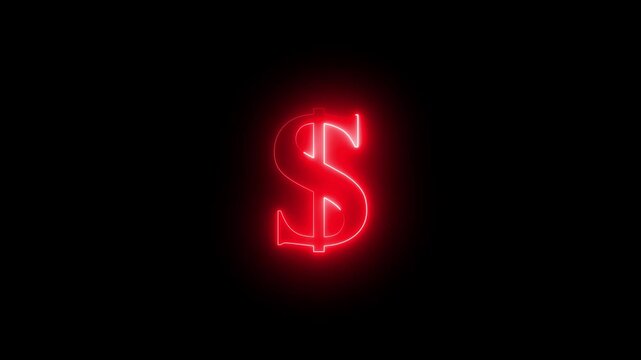 Glowing Neon Dollar Sign Icon for Finance and Digital Currency Concepts.