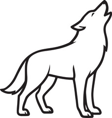 Howling Wolf Outline Vector Icon Isolated on White Background
