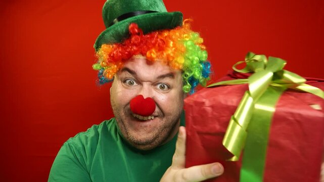 Funny man in a clown costume