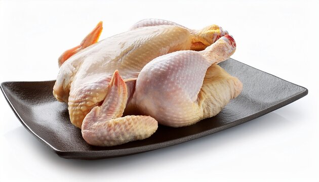 whole raw chicken fresh poultry for cooking and culinary preparation isolated on white background