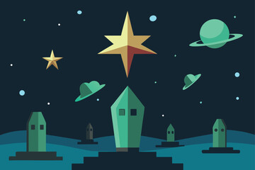 Spaceship Graveyard Above A Dying Star