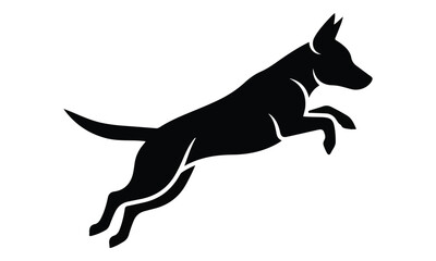 Fototapeta premium Dynamic Black Silhouette of a Jumping Dog on White