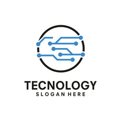 Abstract digital Circle logo design vector illustration