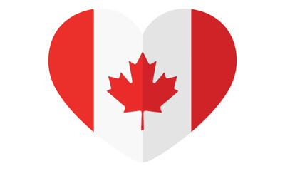 Obraz premium Canadian Flag Heart on White Background