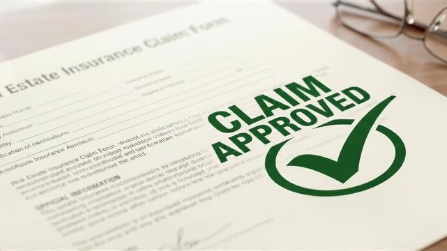 A close-up shot of a Claim Approved paper, depicting a concept of approval, assurance, and agreement.