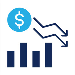 financial loss icon in glyph dual color style vector illustration