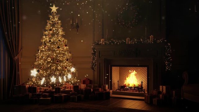 fireplace with christmas decoration