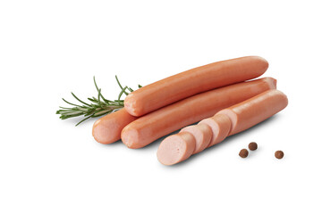 Hot dogs with rosemary and peppercorns on transparent background