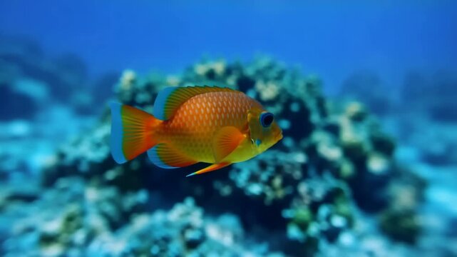 Colorful anthias fish swimming near coral reef in ocean water graceful aquatic life underwater beauty