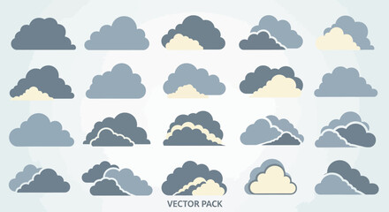Stylized Cloud Vector Set: Weather Icon Pack