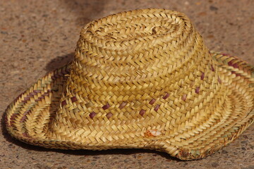 Close-up of a woven straw hat