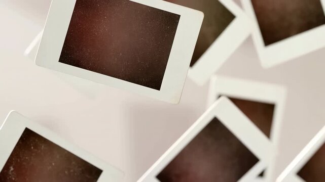 Close Up Image Showing Vintage Instant Photo Frames With Rustic Borders And Worn Appearance