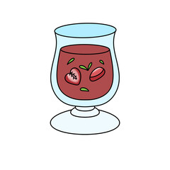 A glass of red liquid with a strawberry in it © iJstock