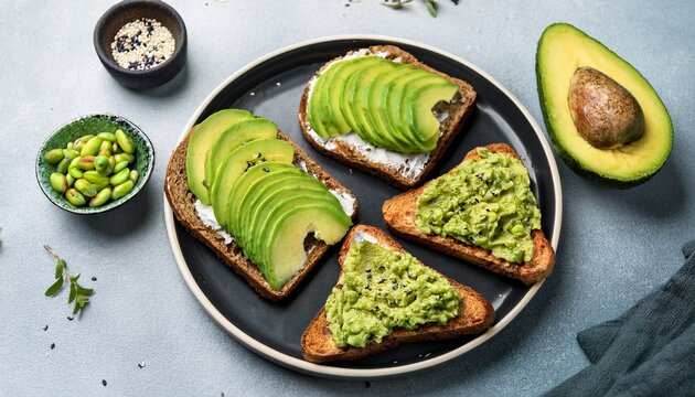 healthy breakfast avocado toast food photography brunch organic top view
