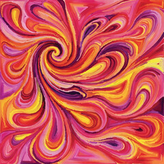 Fototapeta premium Vibrant Swirling Psychedelic Patterns in Shades of Pink, Yellow, Orange and Purple