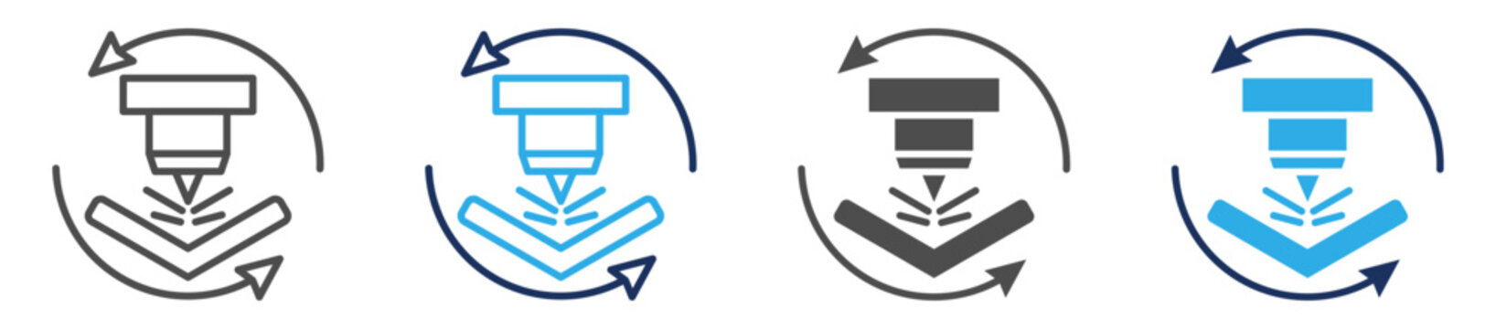 machining process icon sheet multi concept