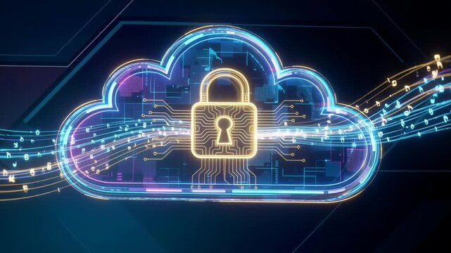 Digital cloud lock symbolizes cybersecurity and data protection raising awareness of personal privacy risks spyware attack threats digital privacy and personal data protection for secure cloud