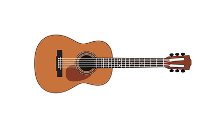 Obraz premium Acoustic Guitar Instrument with Strings and Tuning Pegs.