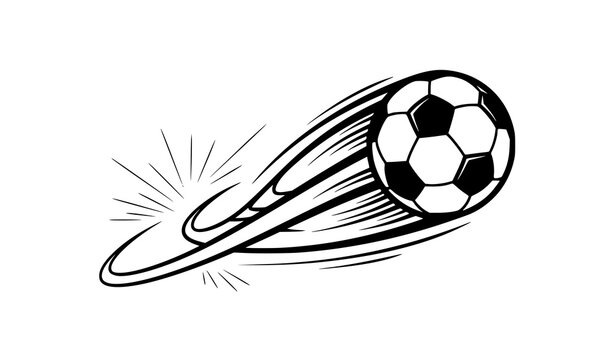 Soccer ball with swoosh motion effect sports action vector isolated on transparent background
