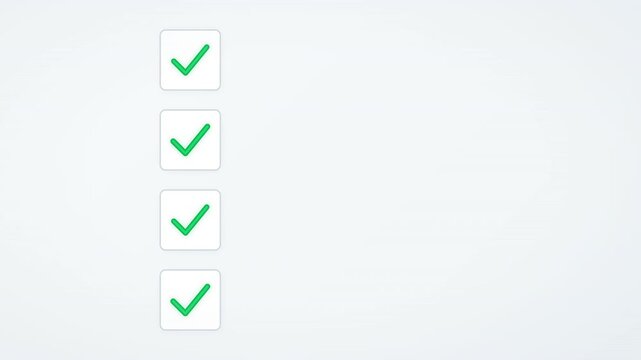 A minimalistic checklist interface with three completed items, indicated by green checkmarks