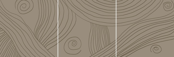 Minimal modern interior triptych. The picture is painted by hand on a tablet. © neurostructure