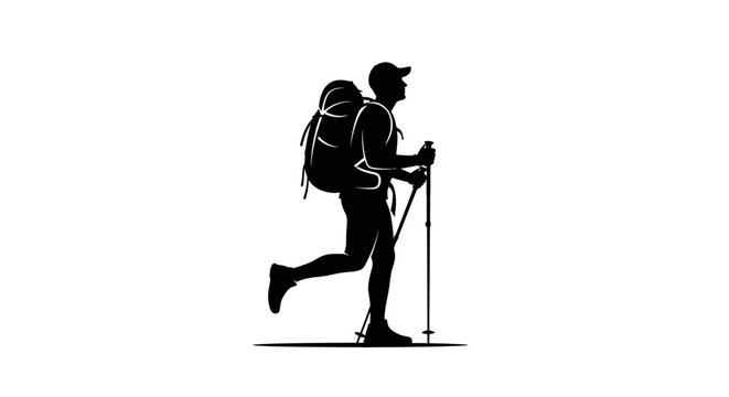 Silhouette of a Hiker: A lone hiker embarks on a journey, his silhouette captured against the backdrop of nature. This image embodies the spirit of exploration and adventure.