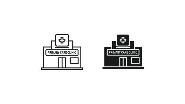 Primary Care Clinic Icon in Simple Flat Design with Monochromatic Color Scheme on White Background for Medical Website
