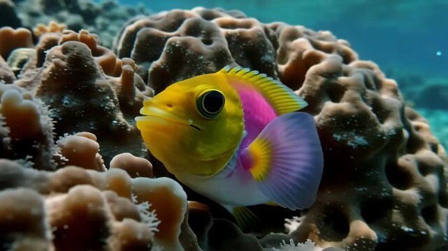 Radiant yellow fish among coral reef exotic underwater life marine biology colorful tropical sea