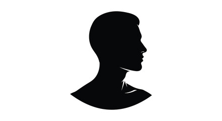 A stark black profile of a man s head and neck is presented against a white background a striking silhouette © Asikder02