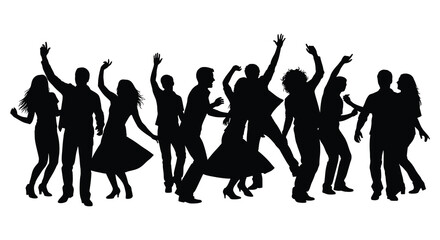 Obraz premium A lively group of people are celebrating and dancing with arms raised in joyful exuberance silhouette high quality professional