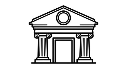 Obraz premium Classical Building Outline Icon with Pillars and Pediment Isolated White Background