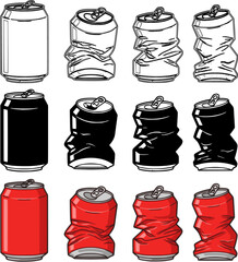 Crushed aluminum can drawing set
